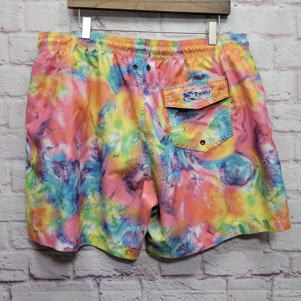Trunks Surf & Swim Co Tie Dye Swim Shorts Mens XXL Drawstring Mesh Lined Beach - Picture 6 of 8